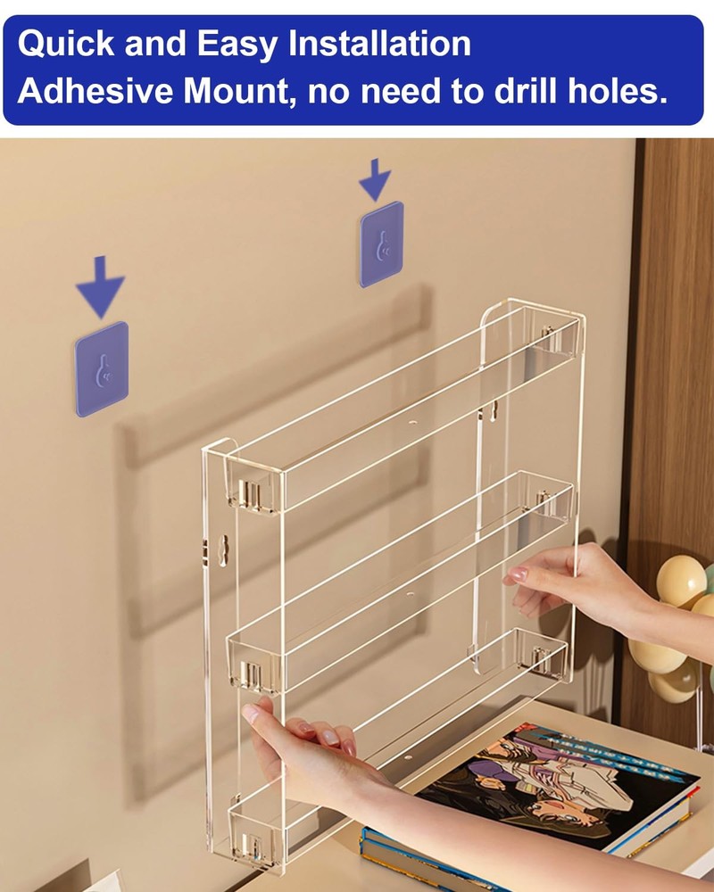 Cocheetah 3 Tier Display Rack, Clear Paint Rack Wall-Mount (No Drill),