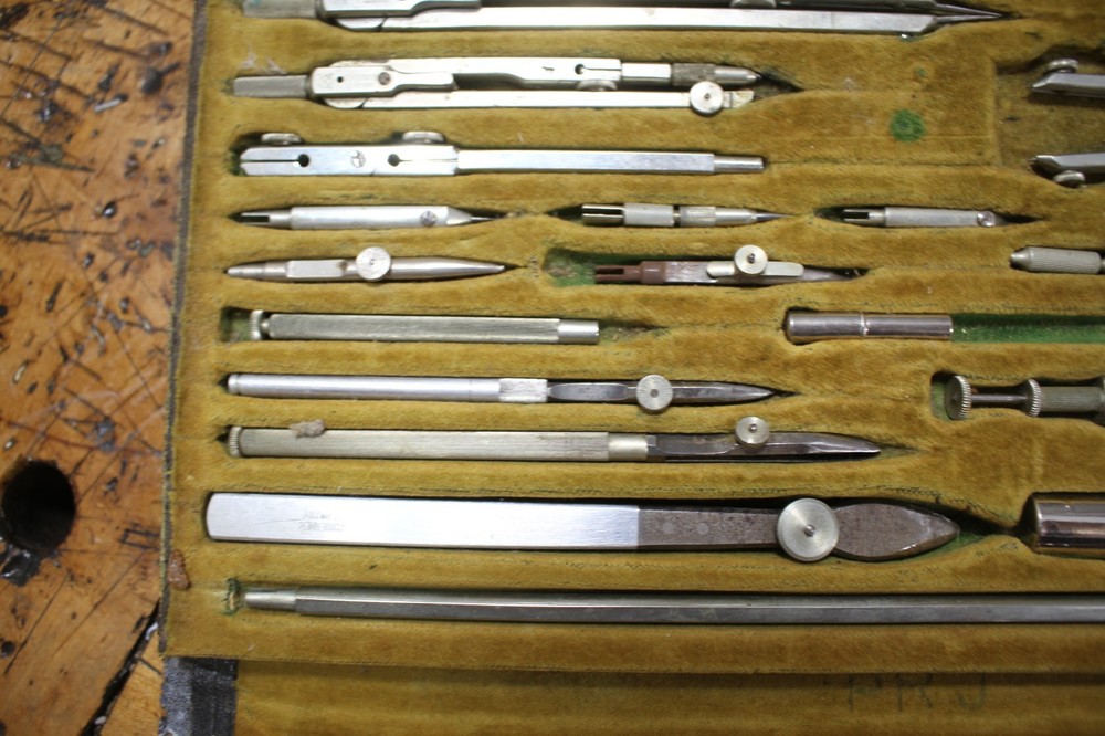 Charles Bruning GERMANY Compass set, 1930's , vintage, case