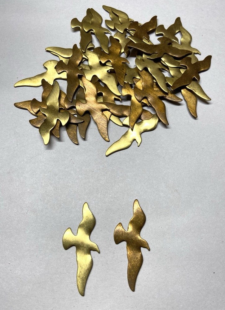 40 pcs. Raw Brass Stamping Finding- LARGE SEAGULL BIRD SHAPE