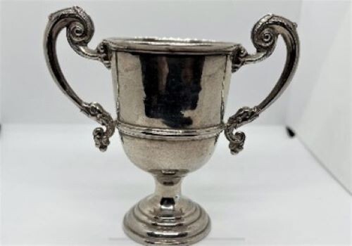 Hallmarked silver miniature two handle trophy 52.3g