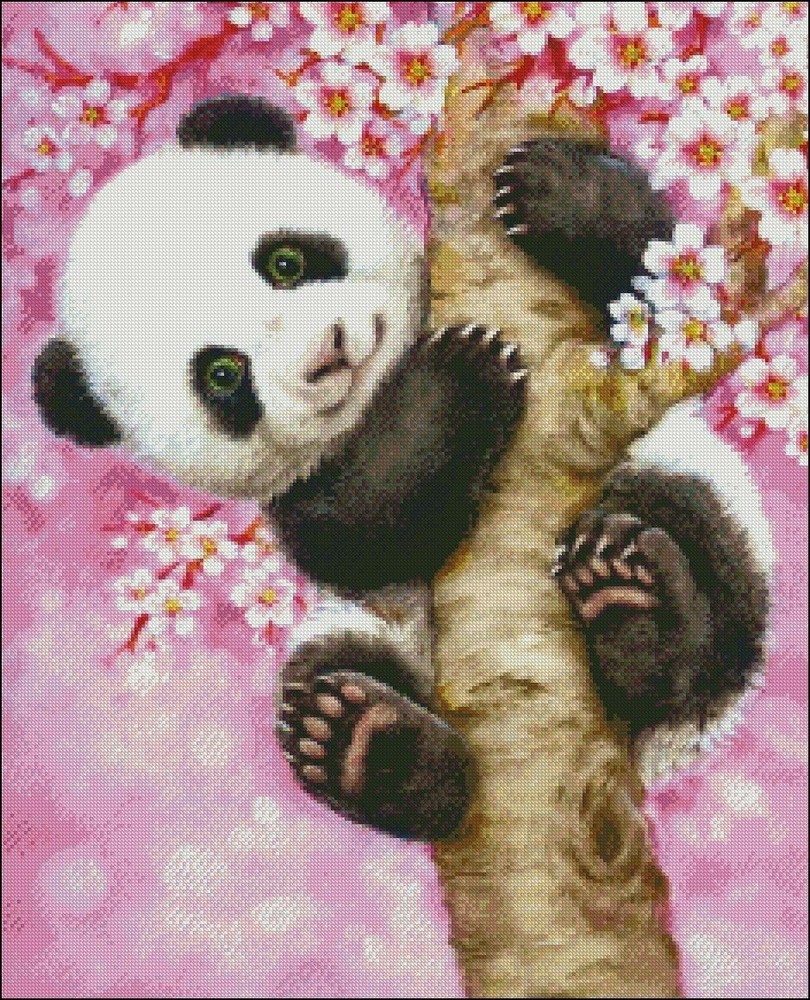 Chart Needlework DIY - Counted Cross Stitch Patterns - Panda On The Tree