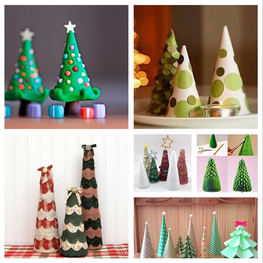 20 Pack White Foam Cones for Crafts 2x3.7in DIY Tree