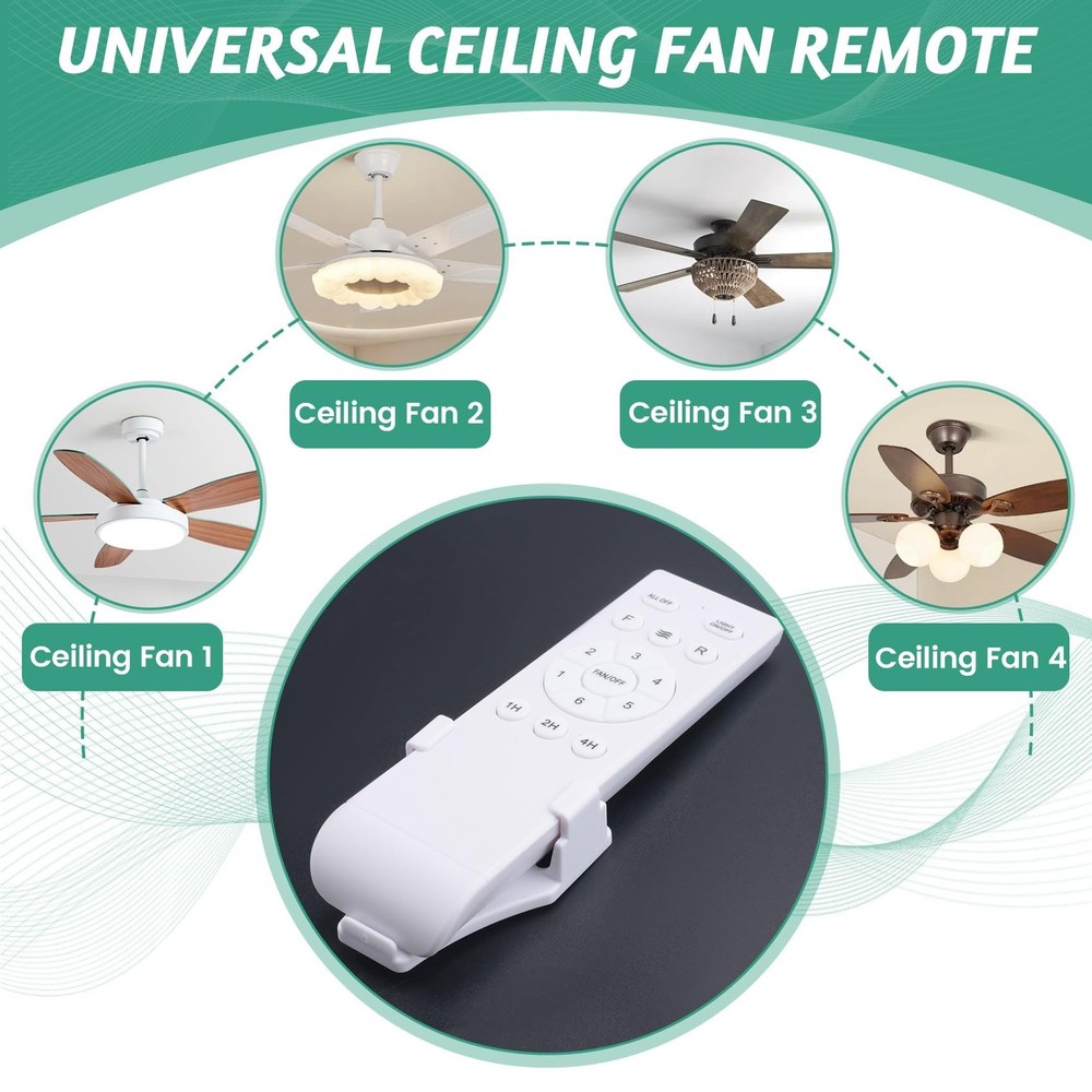 Universal Ceiling Fan Remote Control Kit 6 Speed Timer Light Control