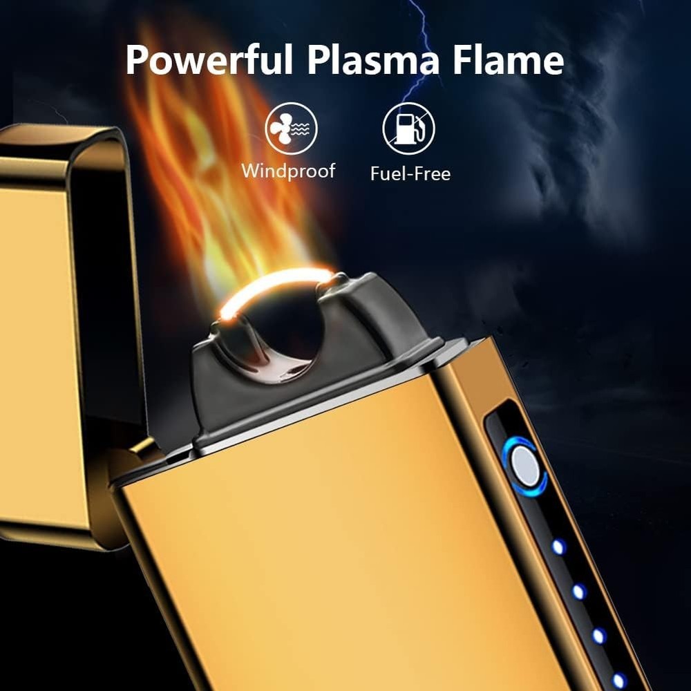 Luxurious Gold Plasma Lighter - USB Rechargeable with Windproof Arc Technology