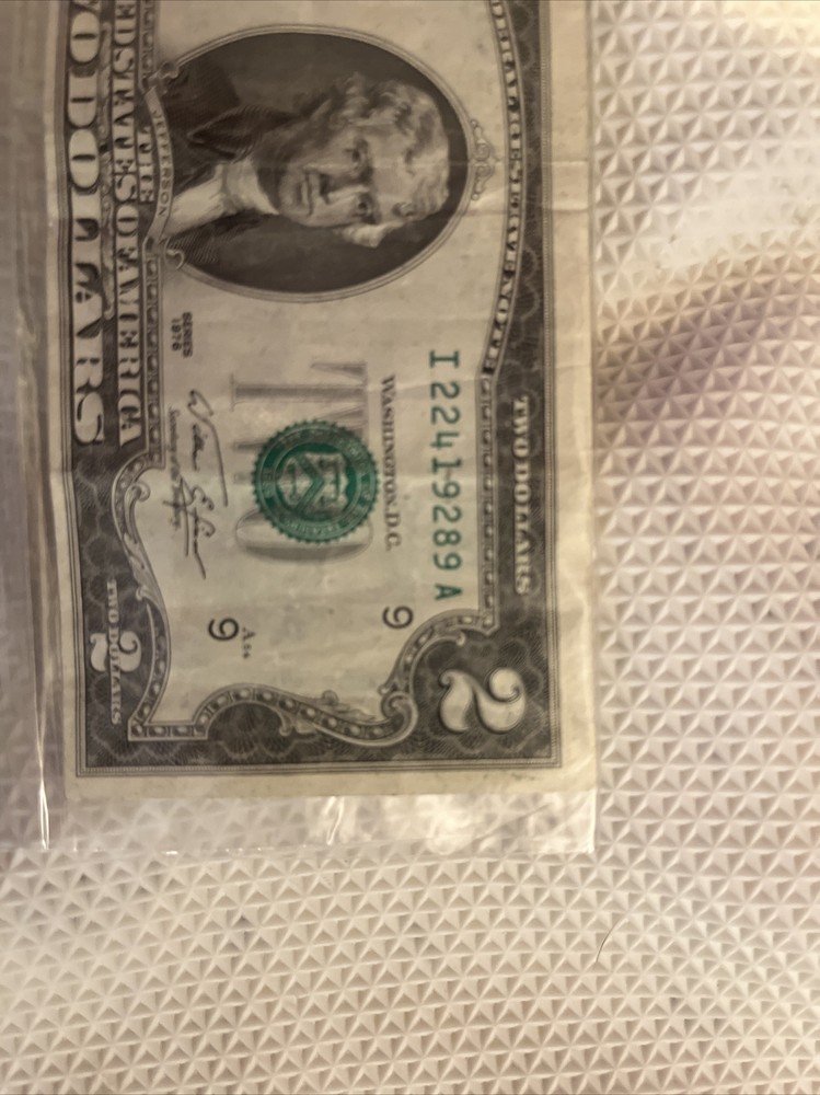 1976 ERROR/MISCUT 2 Dollar Bill | Fair Condition