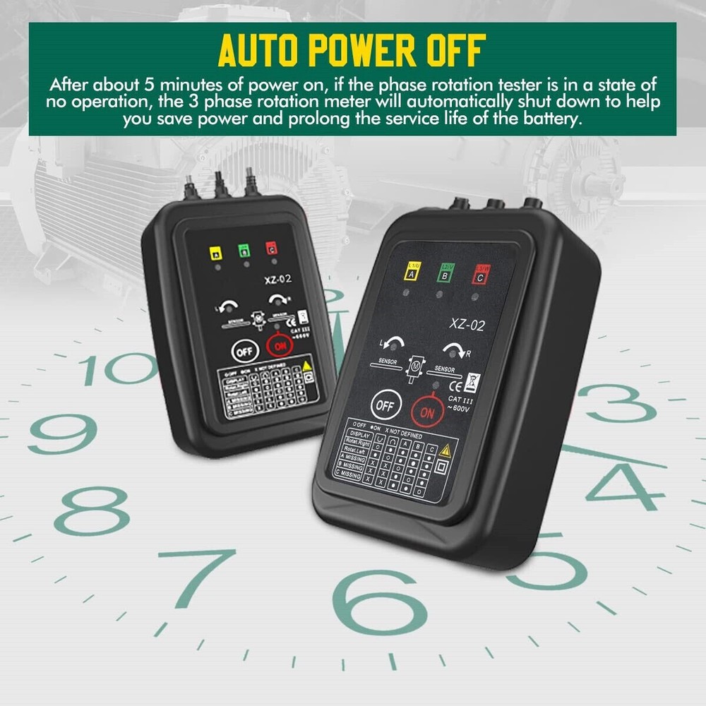 Rotation Meter 3Phase Sequence Detection Circuit Break Live Power Voltage Detect