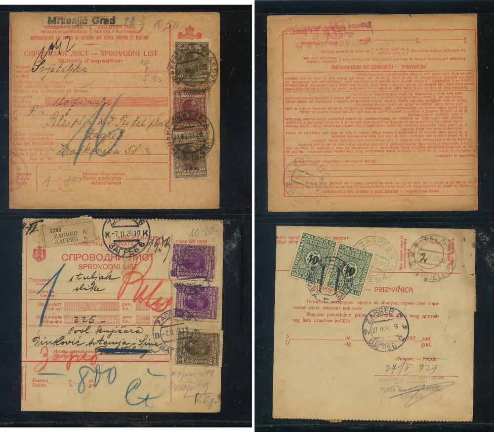 Yugoslavia  2  parcel   cards