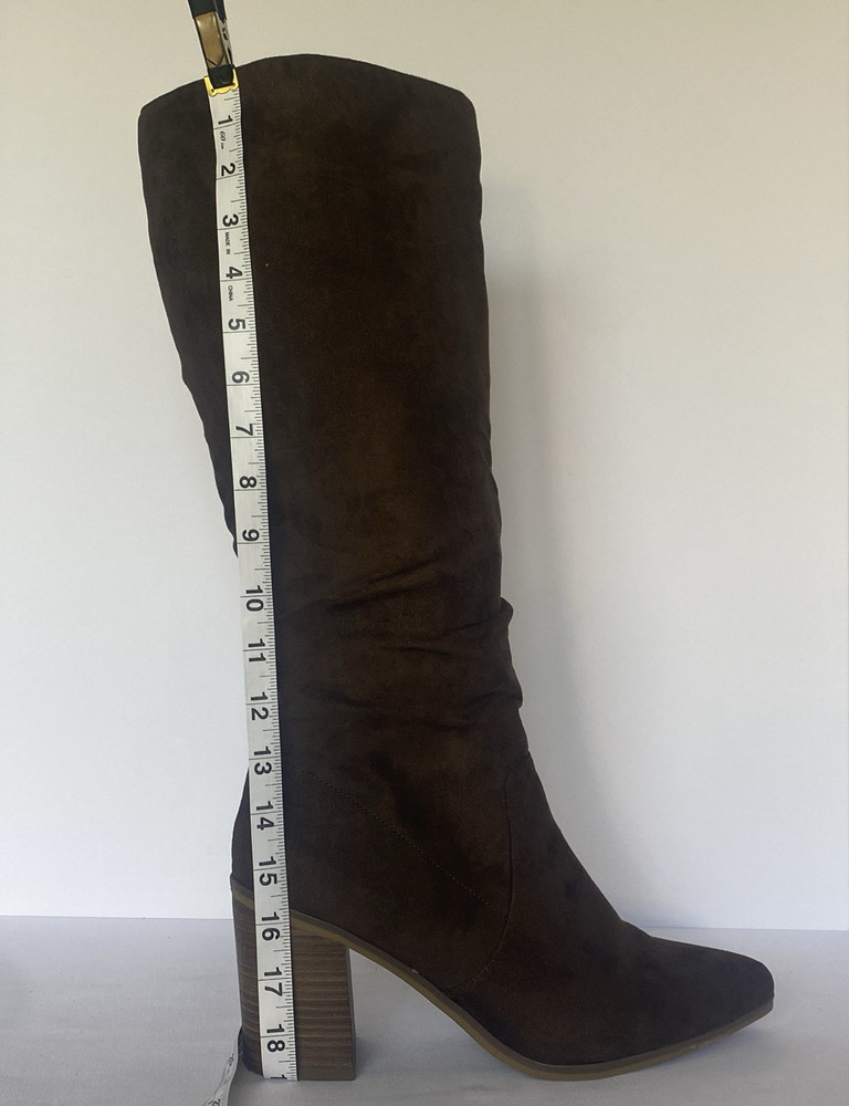 Universal Thread Brown Knee High Boots Side Zip Block Heel Size 11