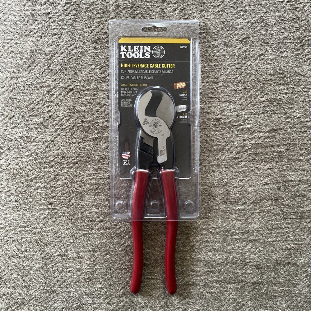 Klein Tools 63225R 9" High Leverage Cable Cutter NEW