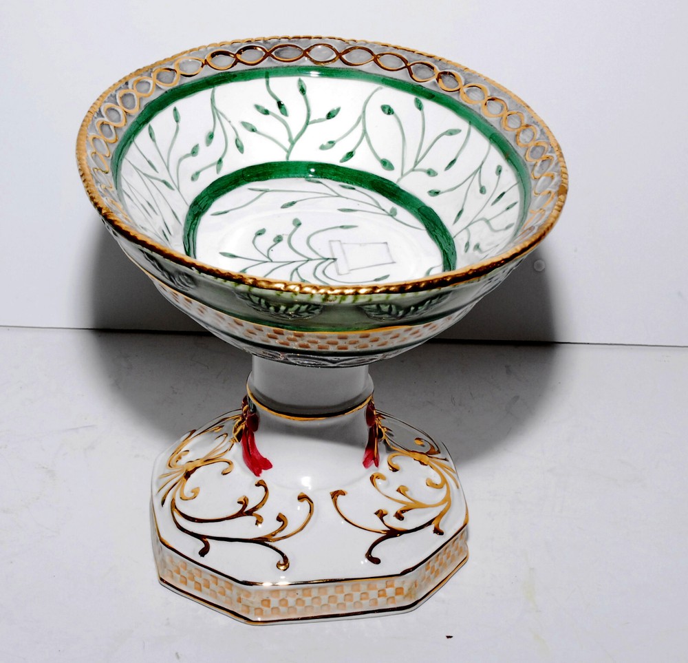 Beautiful CCIB Ceramic Pedestal Fruit Compote Candy Dish Multi-Color