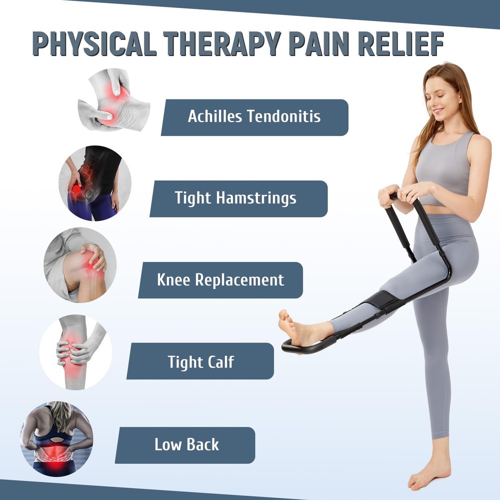 Hamstring Stretcher for Knee Extension & Pain , Adjustable Low Back, Calf, Le...