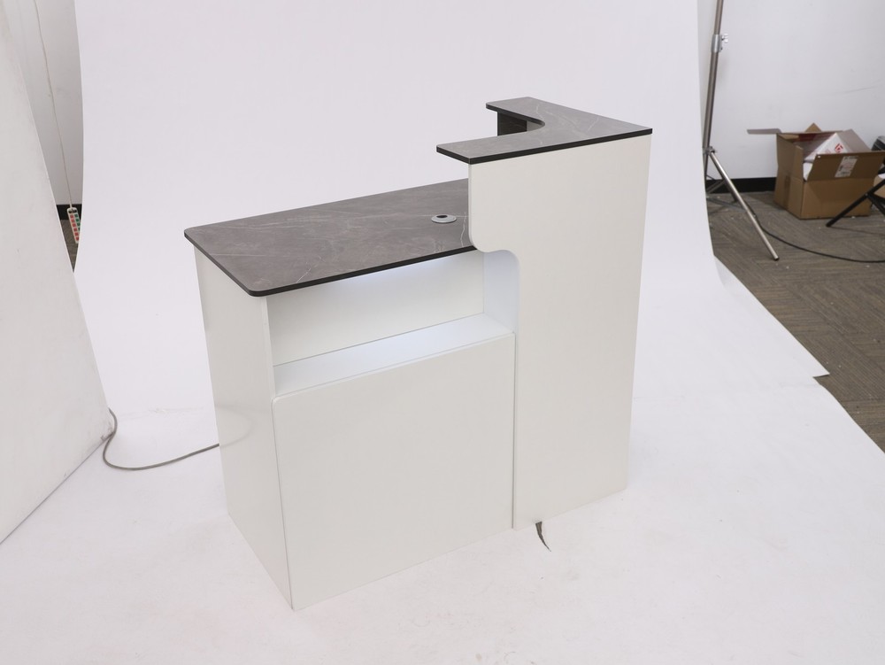 Front Desk Reception Counter for Checkout, Reception Counter W/a Lockable Drawer