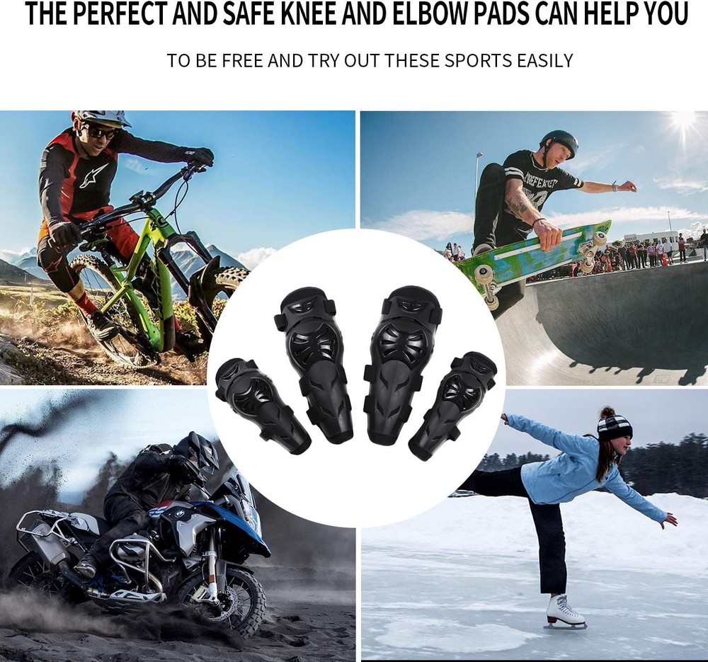 4 Pack Knee and Elbow Pads Adjustable Protective Armor for Motorcycle Cycling