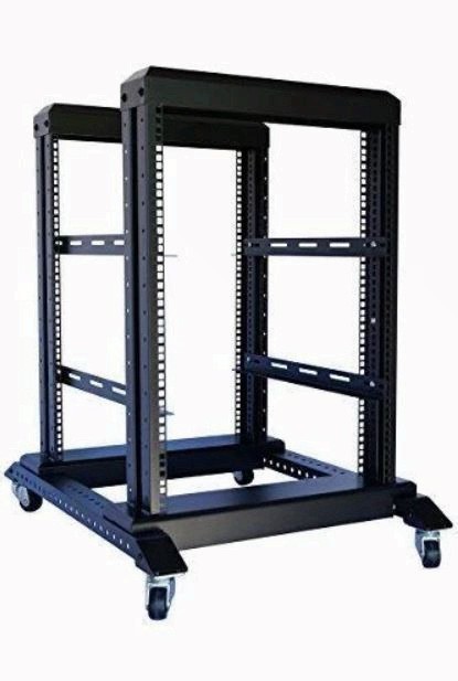 15U 4 Post Open Frame Server Rack 19" 24" Deep Steel Heavy Duty