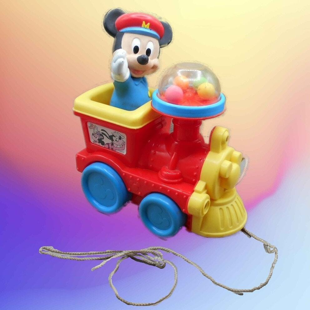 Vintage Disney Mickey Mouse Pull 'n Pop Train Popping Balls Pull Toy