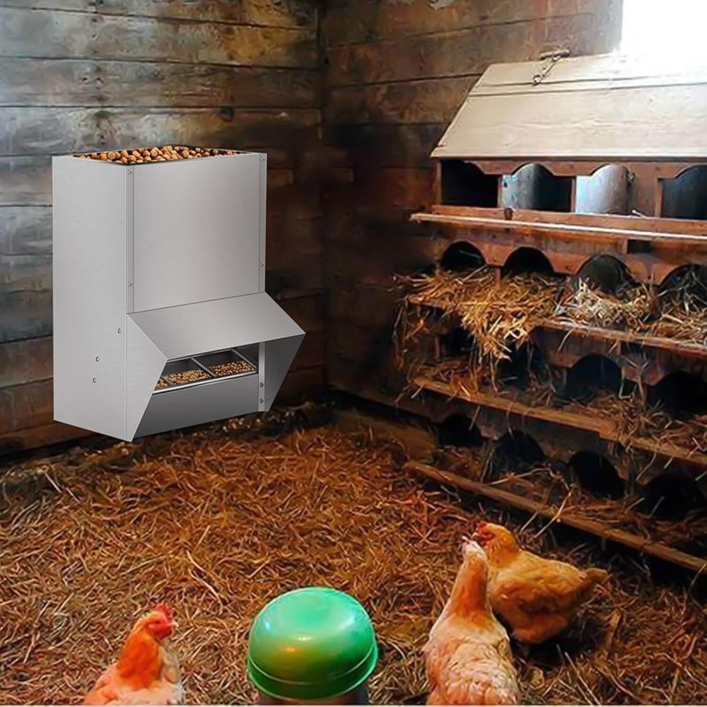 NEW Automatic Chicken Feeder Large Capacity Poultry Trough 50LBS Capacity