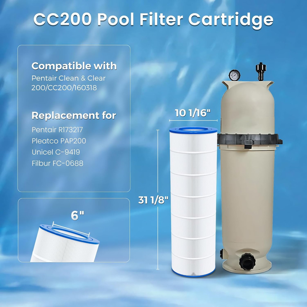 CC200 Pool Filter Cartridge Replacement for Pentair Clean & Clear 200, Replace P