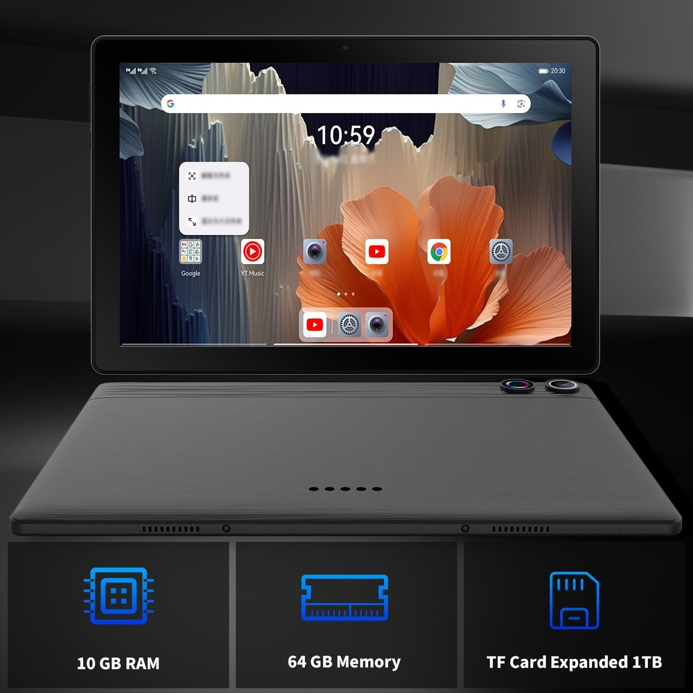 10.1 inch Android Tablet 10+64GB IPS Touchscreen Octa-core Processor Wi-Fi 6