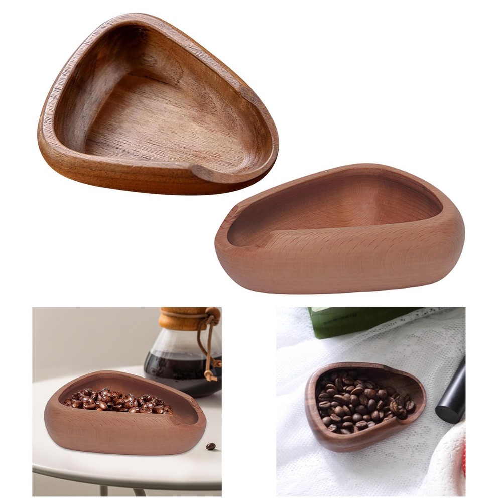 Triangular Wood Coffee Beans Dosing Cup Handmade 10x8x2.8cm Sturdy Versatile