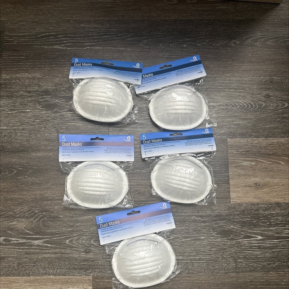 (25 Total) - 5x Helping Hands 5-Pack Dust Masks