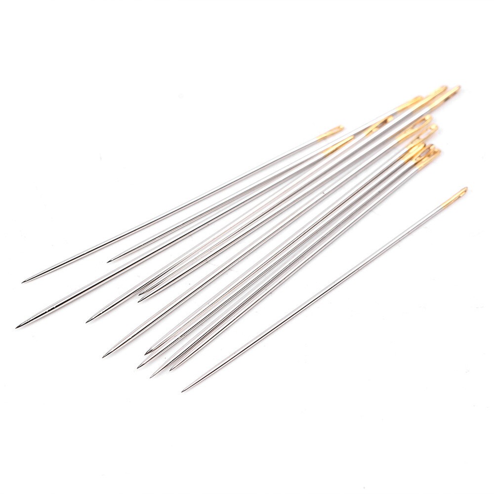 12pcs Steel Stitching Needles Canvas Sewing Leather Patch Craft Replacement
