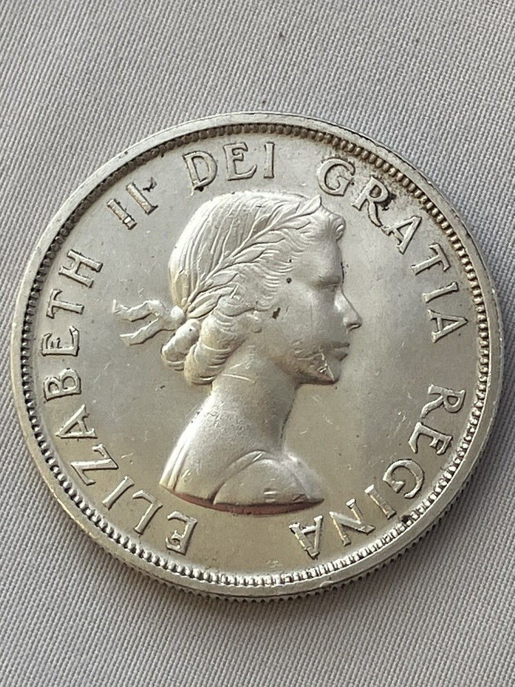 1955 CANADA Silver Dollar $1 Ag .800