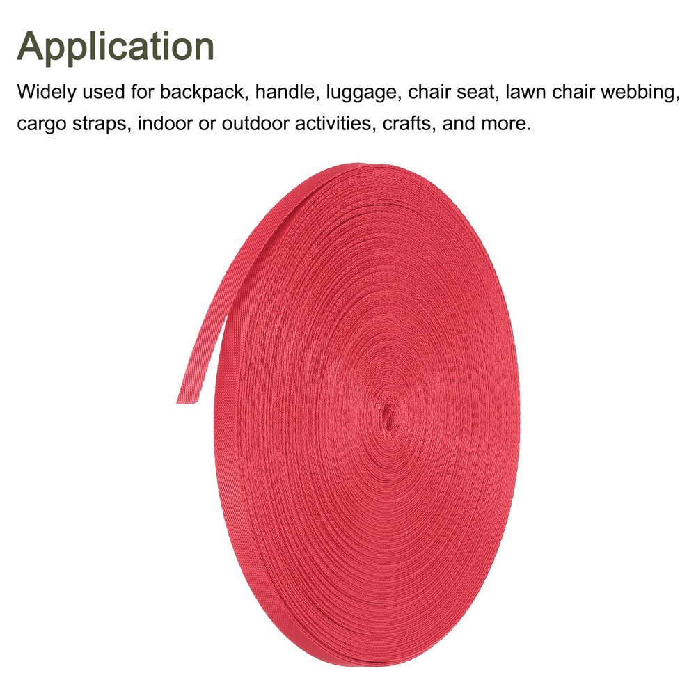 Flat Nylon Webbing Strap 3/8 Inch 50 Yards Light Red for Backpack