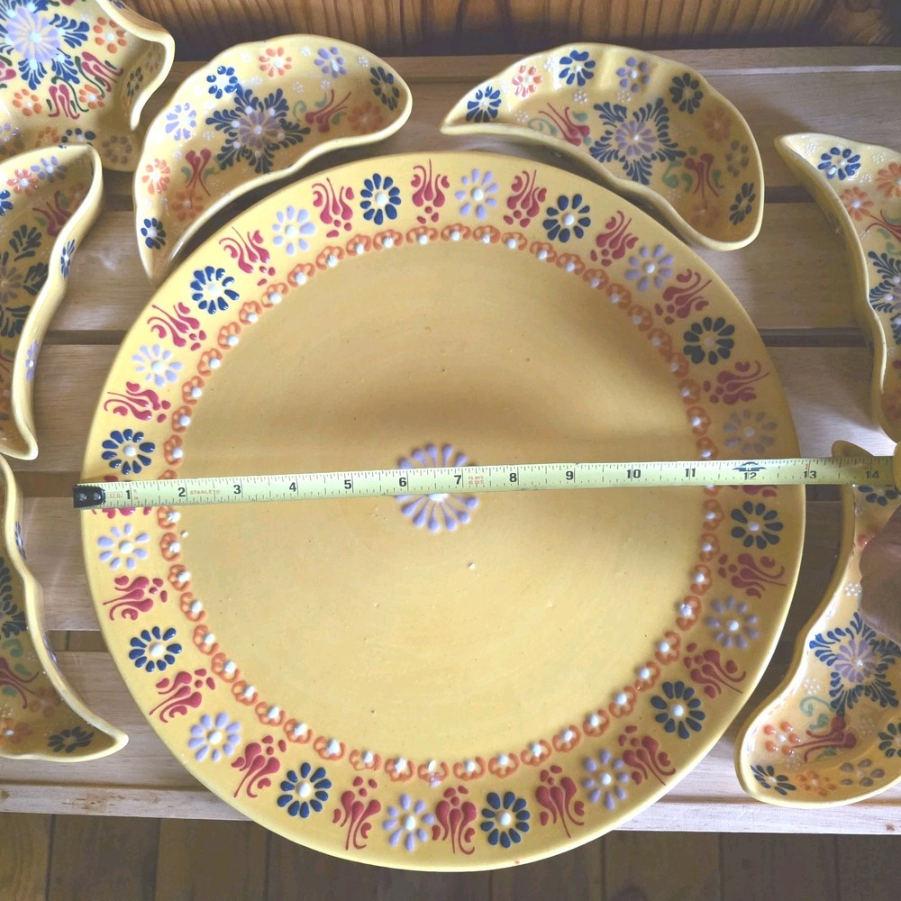 Hand Painted Turkish Ceramic 8 Piece Breakfast, Tapas, Or Appetizer Service 13"
