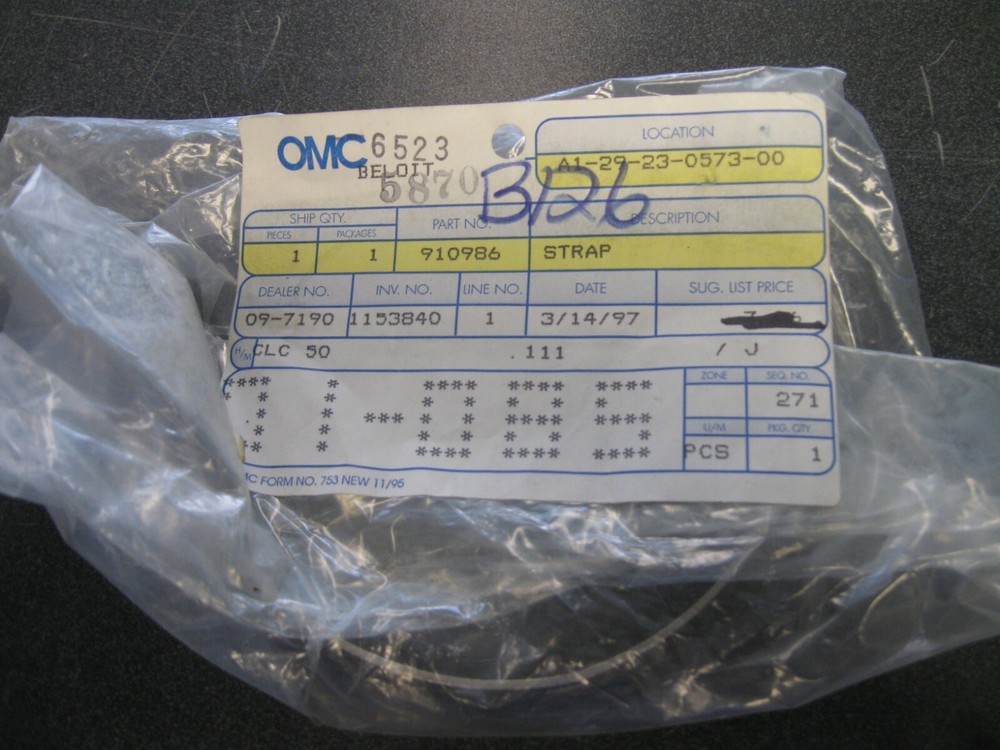 Johnson Evinrude OMC 0910986 Strap JO73