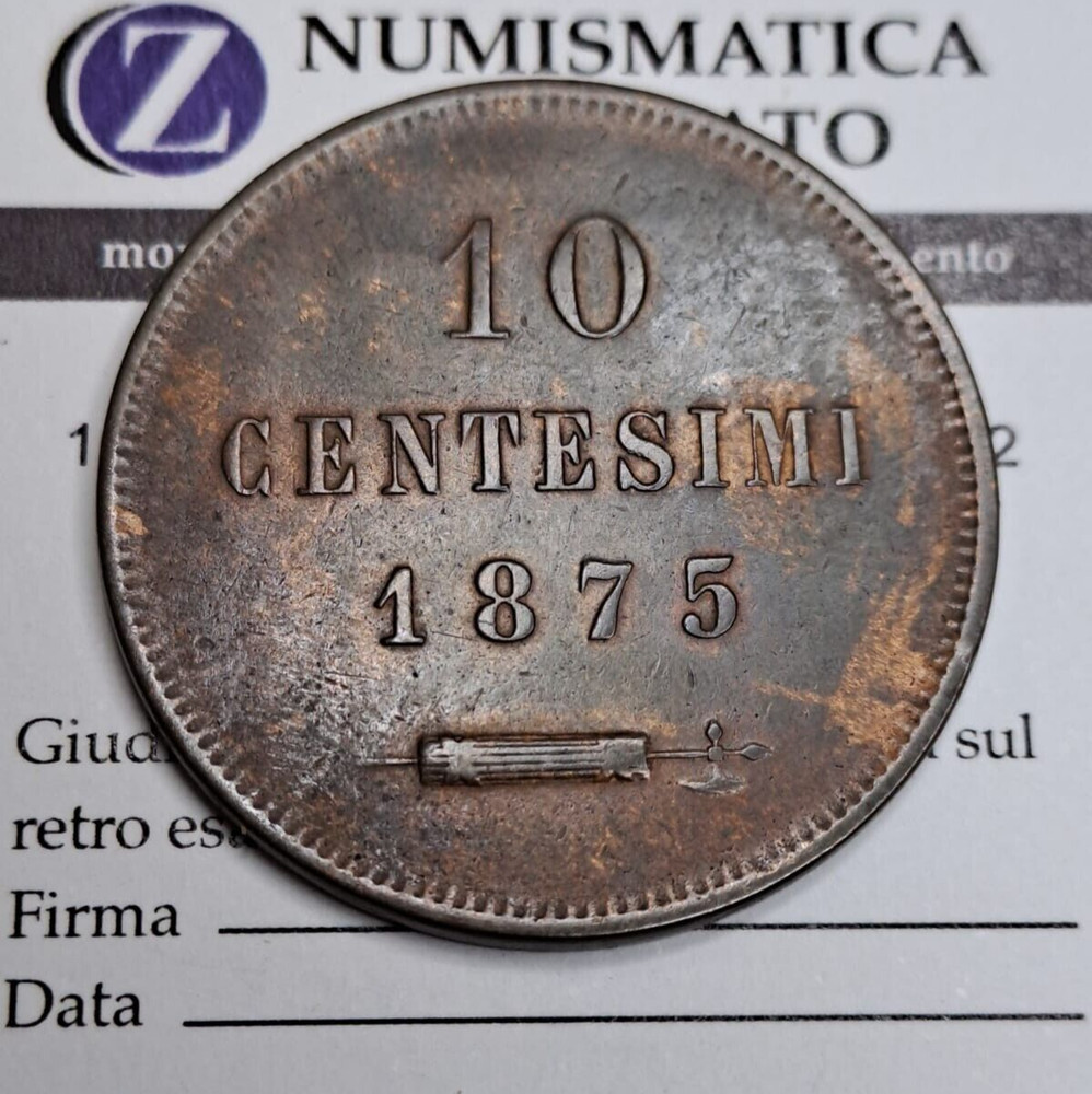 San Marino 10 Centesimi 1875 ar BB+ #584