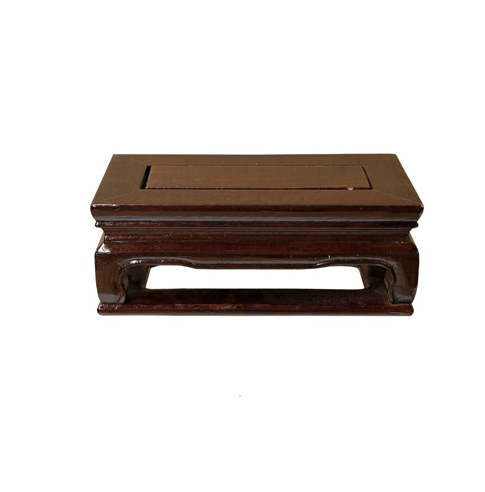 7.5" Reddish Brown Rectangular Curve Legs Wood Display Stand Riser st1108