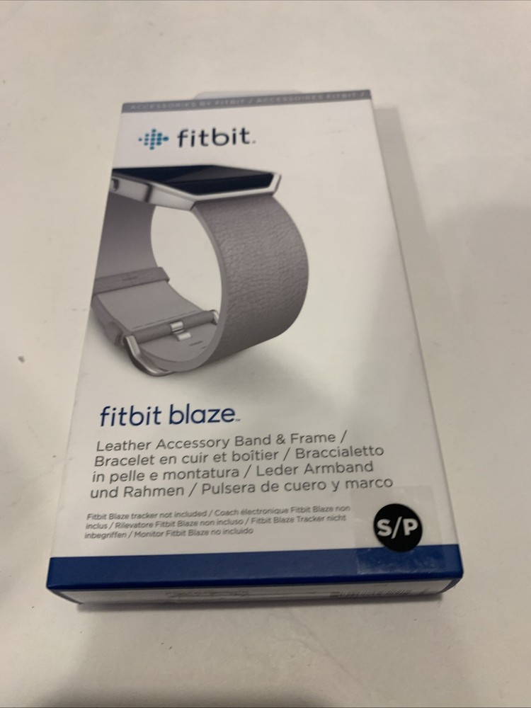 Sealed Genuine Fitbit Blaze  replacement Leather Wrist Band & Frame Small Gray