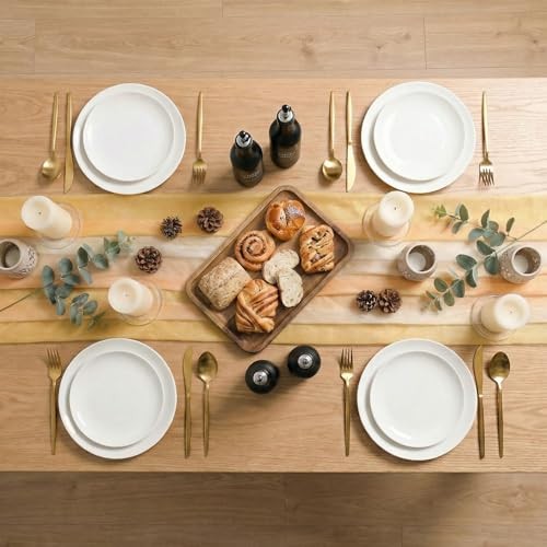 Boho Stripes Spring Chiffon Table Runner 120 Inches 28" x 120" Yellow