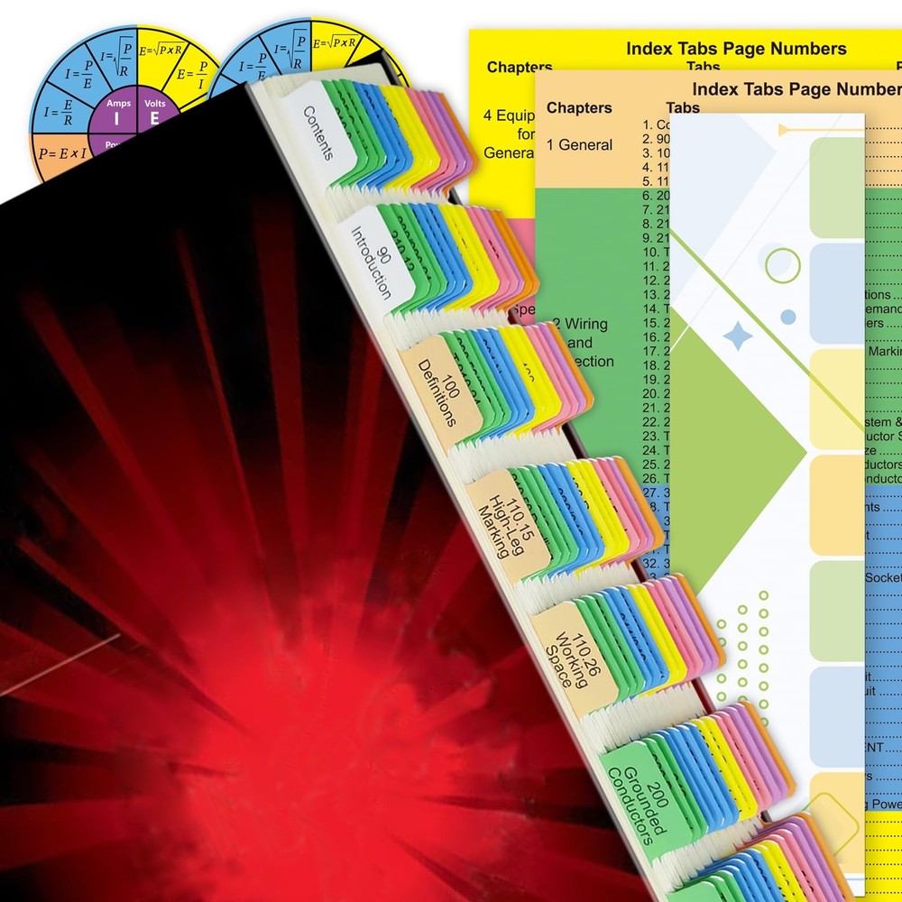 Electrical Code Tabs for NEC 2020, 140 PCS Laminated & Color-Coded for Nation...