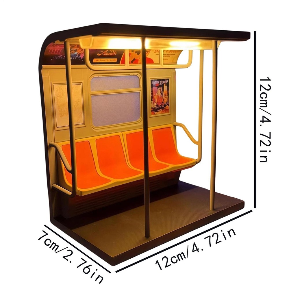 Subway Train LED Light Retro LED Statue Nightlight with 3 Replaceable
