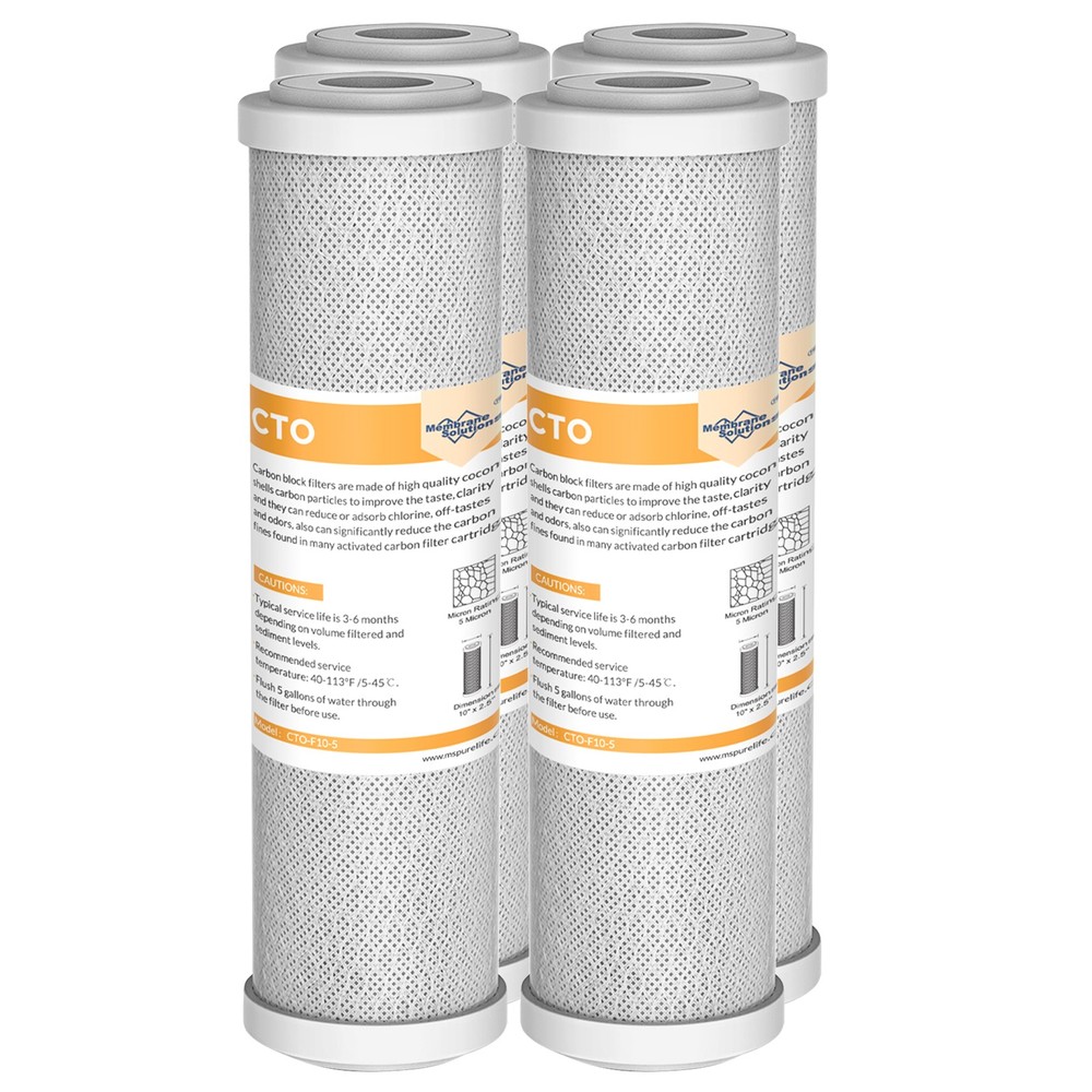 1-4 Pack 5 Micron 10"x2.5" CTO Carbon Block Water Filter Whole House Replacement