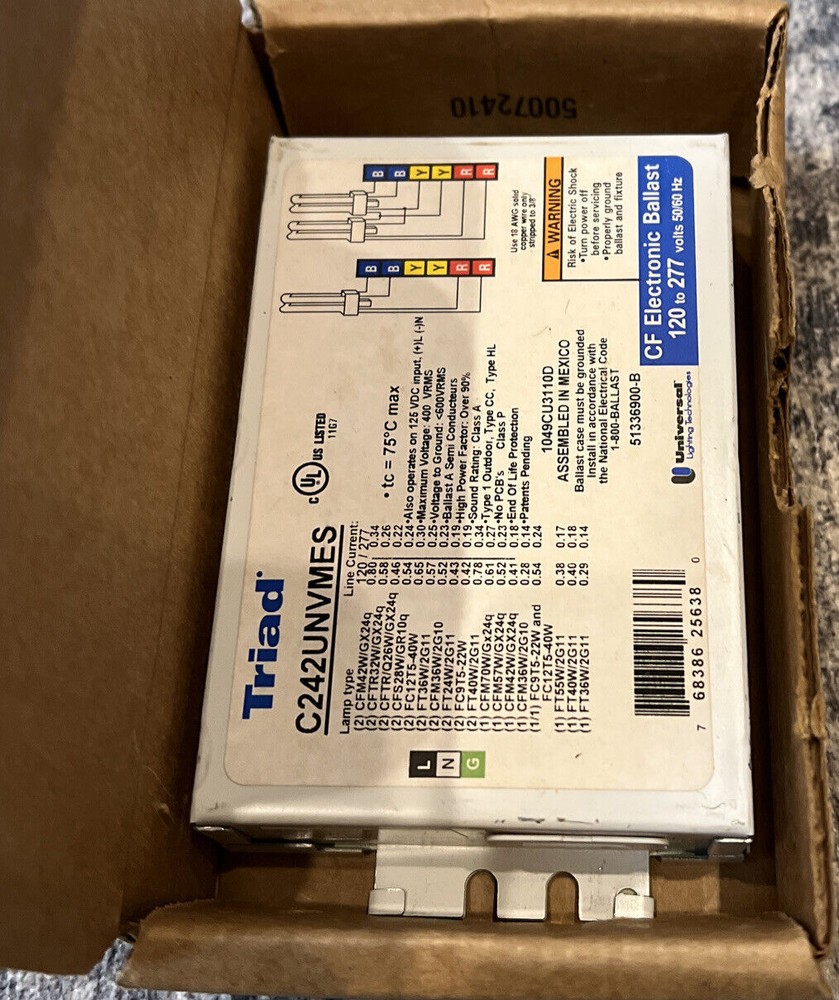 CF Electronic Ballast, Universal, 120V- 277V, C242UNVMES, Triad