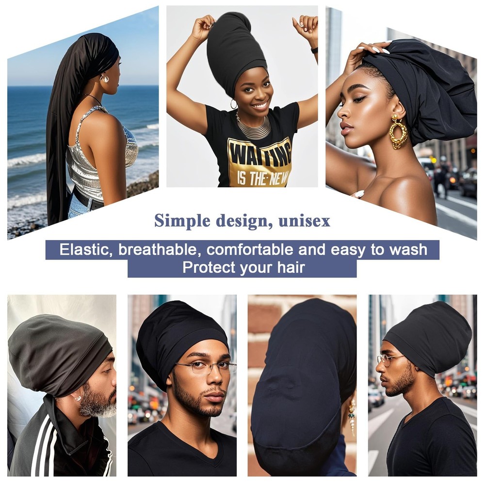 4 Pcs Dreadlock Stocking Caps for Men Spandex Dreadlock Cap Overnight Sleep C...