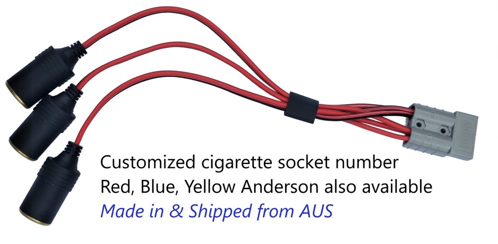 Cigarette lighter socket cable to Anderson fit plug. Customized sockets number.