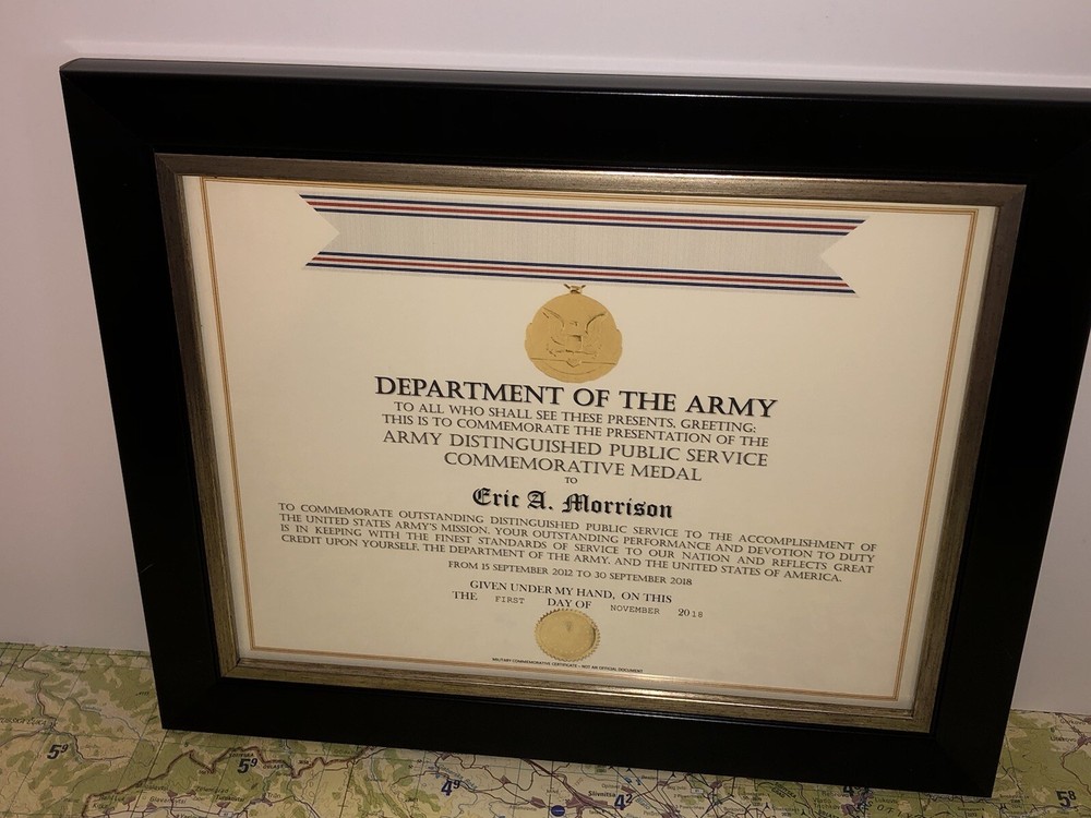 ARMY DISTINGUISHED PUBLIC SERVICE COMMEMORATIVE MEDAL CERTIFICATE ~ Type-1