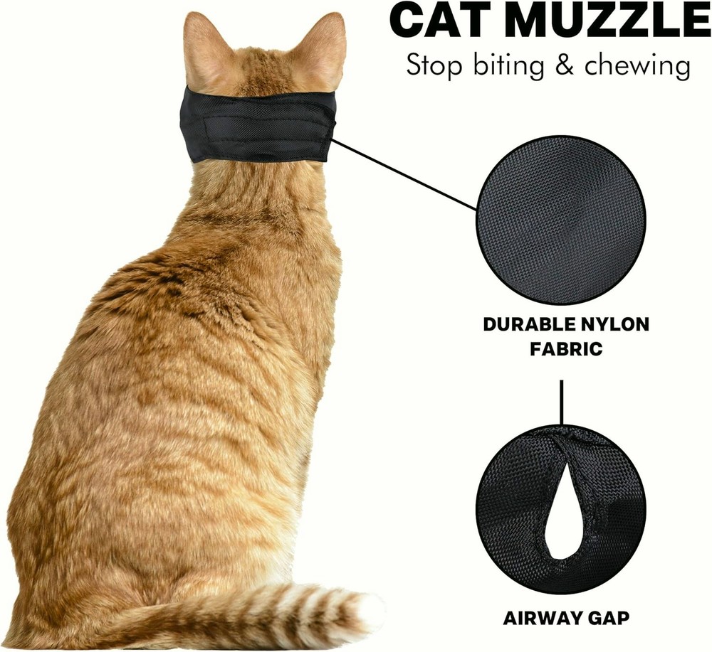 Cat Muzzle for Grooming Soft Nylon Gentle Adjustable Medium Size