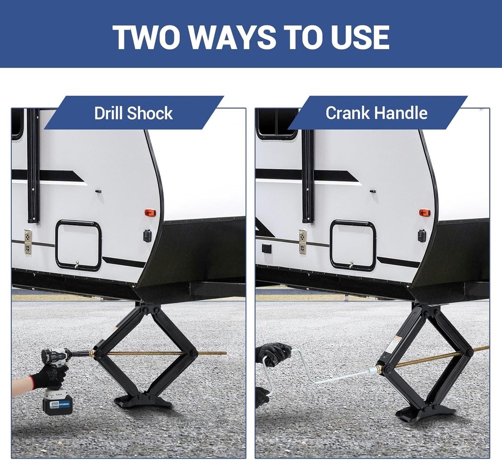 24" RV Scissor Jack 7500lb Leveling Stabilizer with Crank Handle Heavy Duty