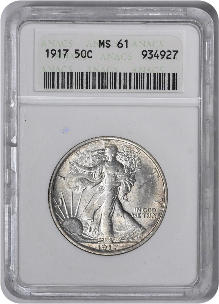 1917 Walking Liberty Silver Half Dollar MS61 ANACS