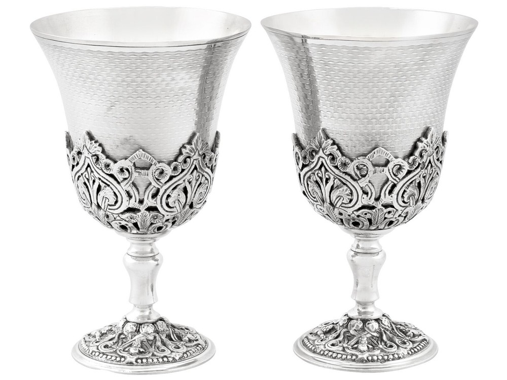 Turkish Silver Goblets - Antique Circa 1880