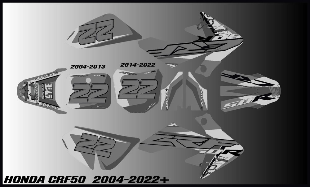 HONDA CRF50 GRAPHICS KIT DECALS THICK AND HIGH GLOSS.......