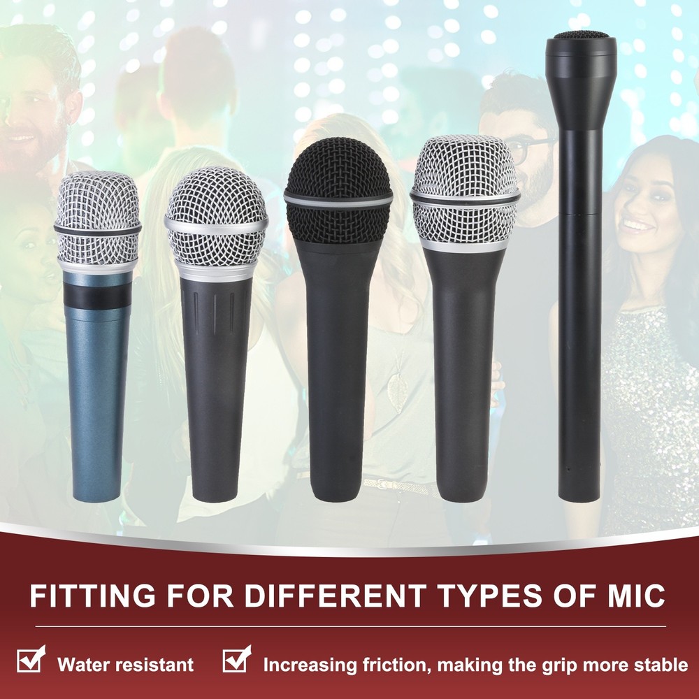 Microphone Anti-Roll Rubber Hexagonal Rings, 5 Pack & 1.4 x 2.3" & Red