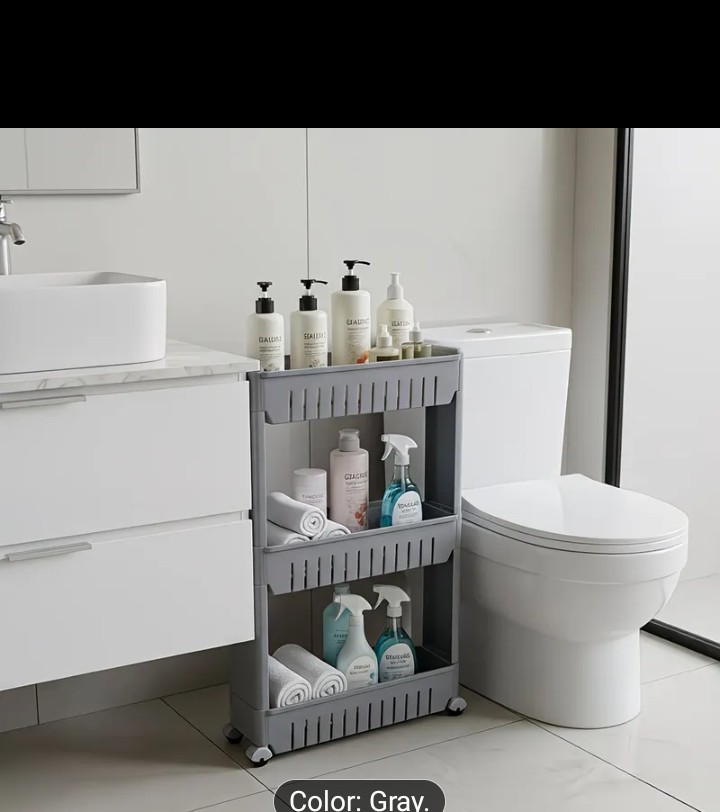 Laundry Room Storage Rack, Mobile Shelf Unit Storage Rack, With 3 Large