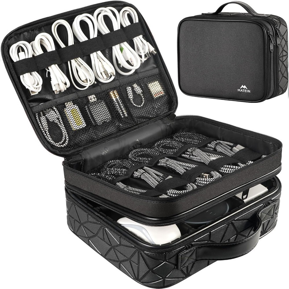 Versatile Travel Cord Organizer with Adjustable Sections for DJs - Large Size