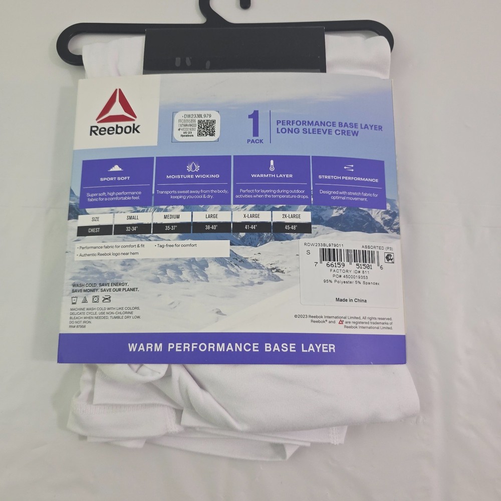Reebok Women's Performance Base Layer White Pants & Top - 2 PC Set - Size Small