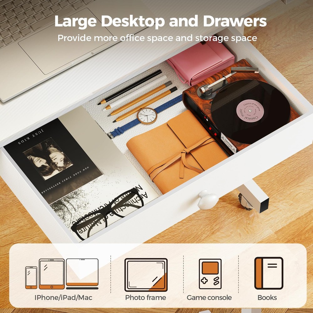 COMHOMA Small Standing Desk Adjustable Height Mobile Computer Desk Rolling Lapto